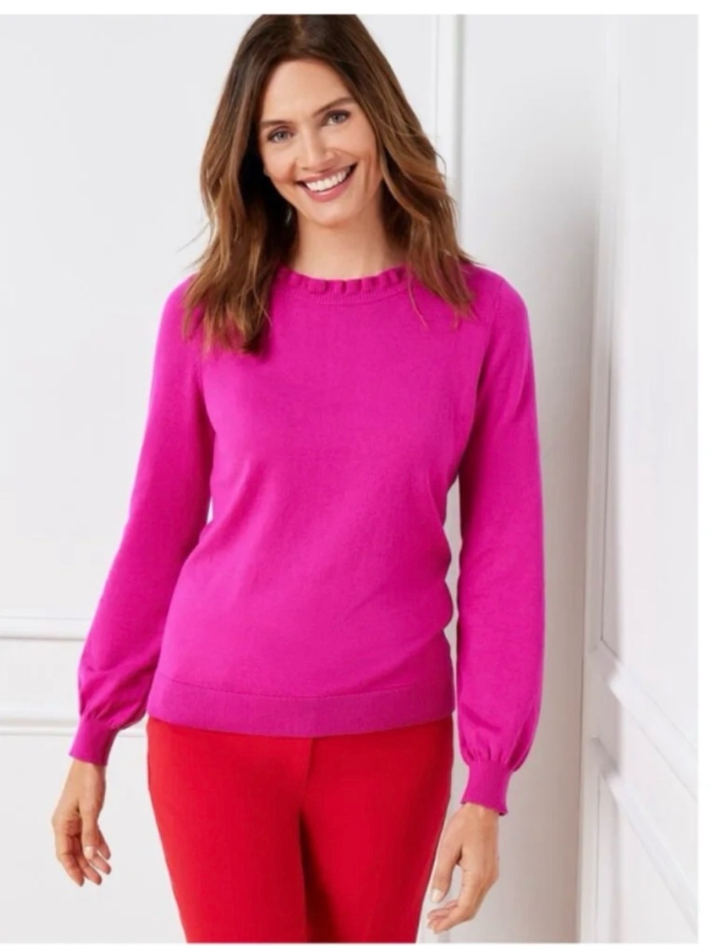 Talbots Bright Fuchsia Crewneck Sweater